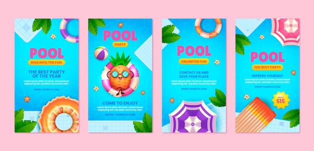 Pool party instagram stories template