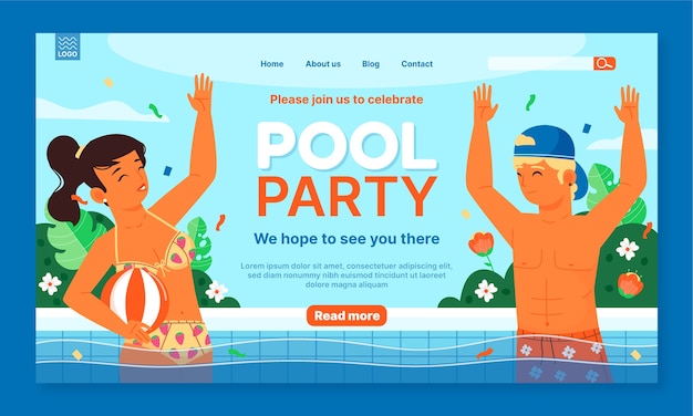 Pool party landing page template