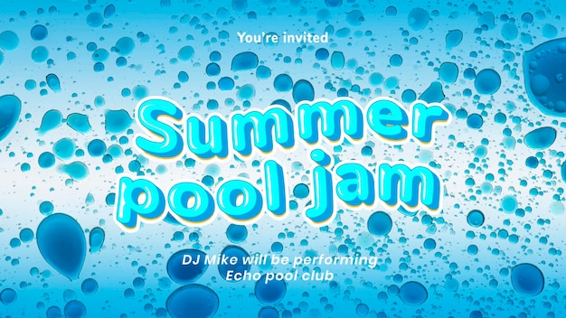 Pool party presentation template, editable vector