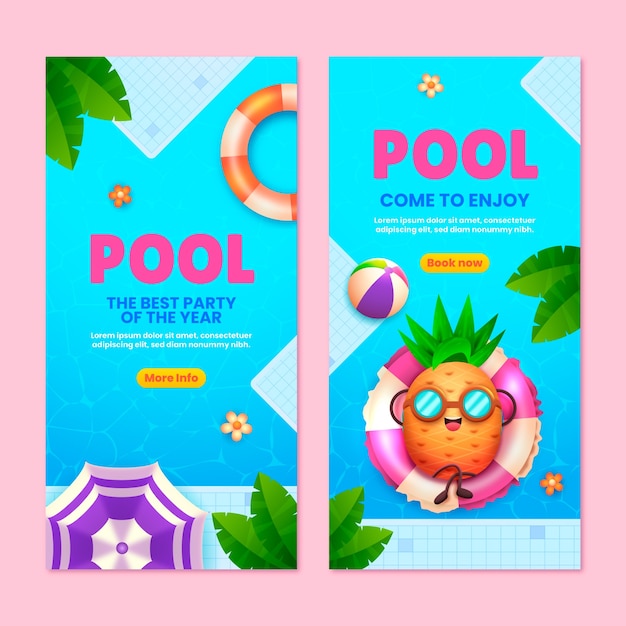 Pool party vertical banner template