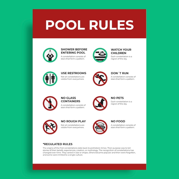 pool rules sign template design