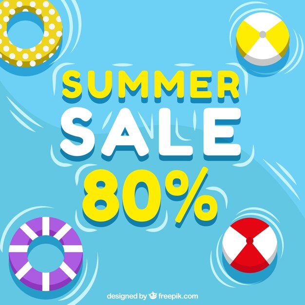 Pool summer sale background with floats