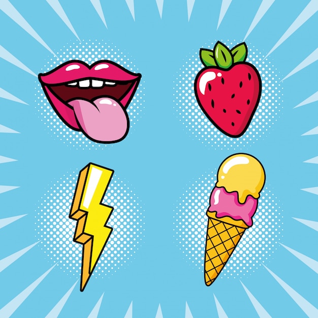 Pop art background set