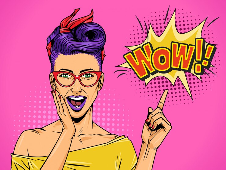 Free Vector pop art beautiful surprised lady