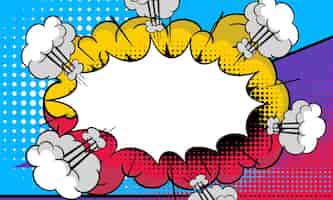 Vettore gratuito sfondo comico pop art con colore mezzitoni e nuvola divertente