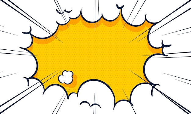 Free vector pop art comic background with halftone color and funny cloud