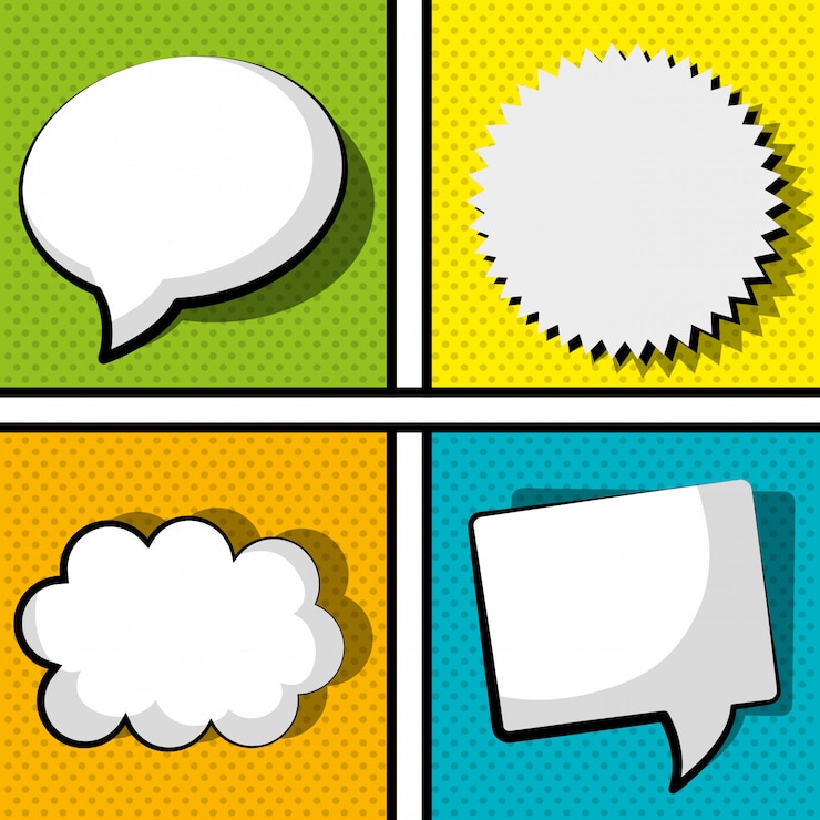 Free Vector pop art and comic bubbles colorful