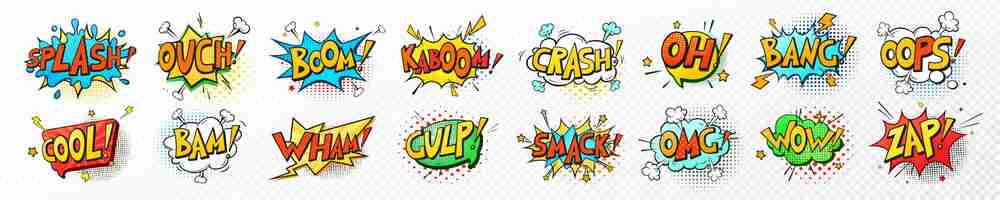 Free vector pop art comic speech bubbles book sound effects