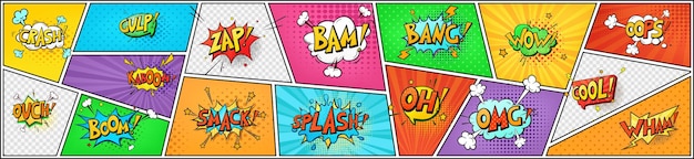 Free vector pop art comic speech bubbles book sound effects