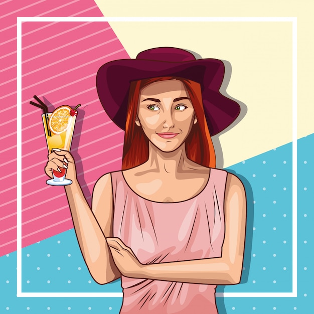 Free vector pop art fashion and beautiful woman cartoon