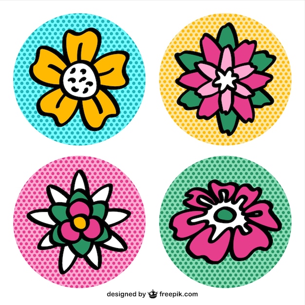 Pop art flower icons