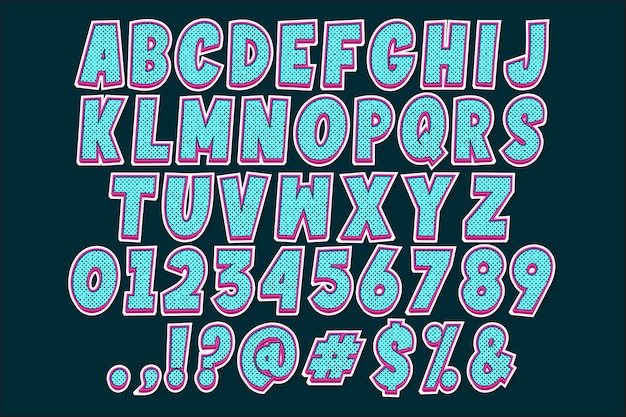 Free vector pop art font and number