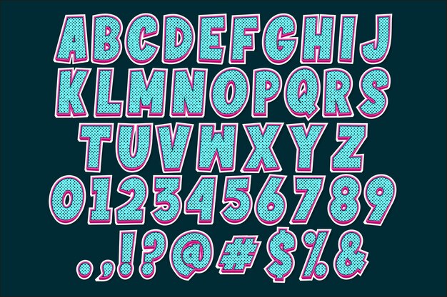Pop art font and number