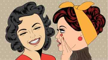 Free vector pop art retro women in comics style that gossip