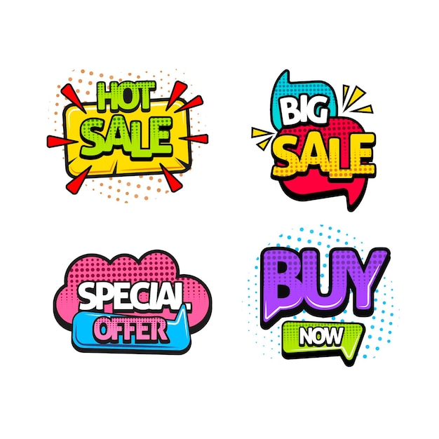 Free vector pop art sales stickers set