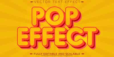 Free vector pop art text effect editable modern and colorful customizable font style