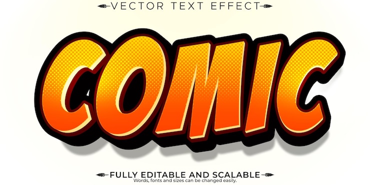 Free Vector pop art text effect editable vibrant and iconic customizable font style