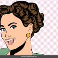 Free vector pop art woman with vichy background