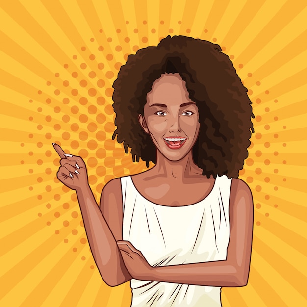 Free vector pop art young woman cartoon