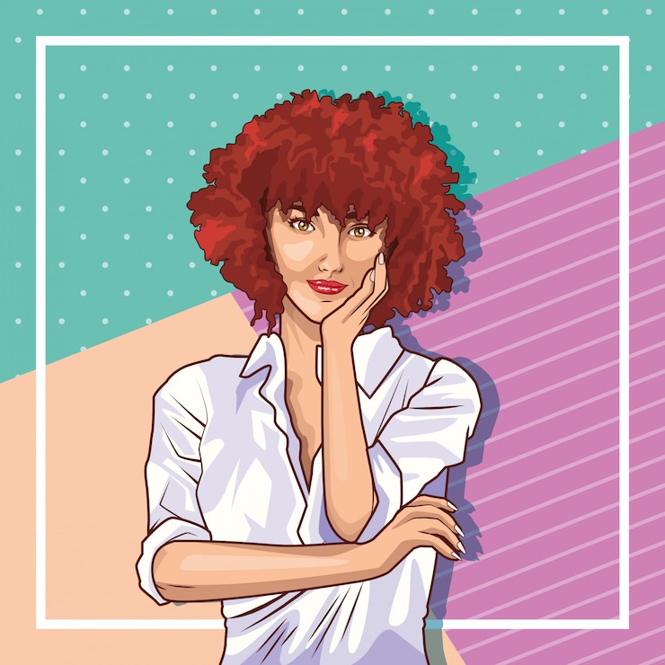 無料Vector ポップアートの若い女性の漫画
