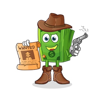 銃を持っているポップコーンのカウボーイと指名手配のポスターのイラスト キャラクター プレミアムベクター 銃を持っているポップコーンのカウボーイと指名手配のポスターのイラスト キャラクター プレミアムベクター