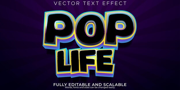 Free vector pop life text effect editable cartoon and popart text style