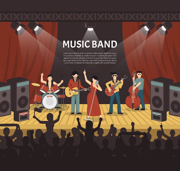 Бесплатное векторное изображение Поп-музыка группа векторные иллюстрации