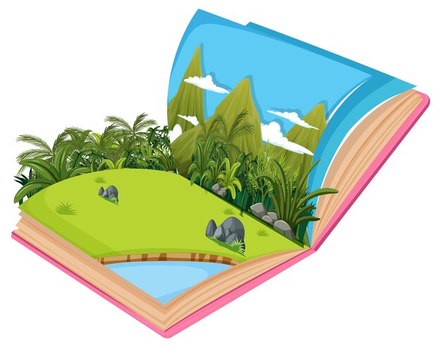 Pop up book with outdoor nature scene