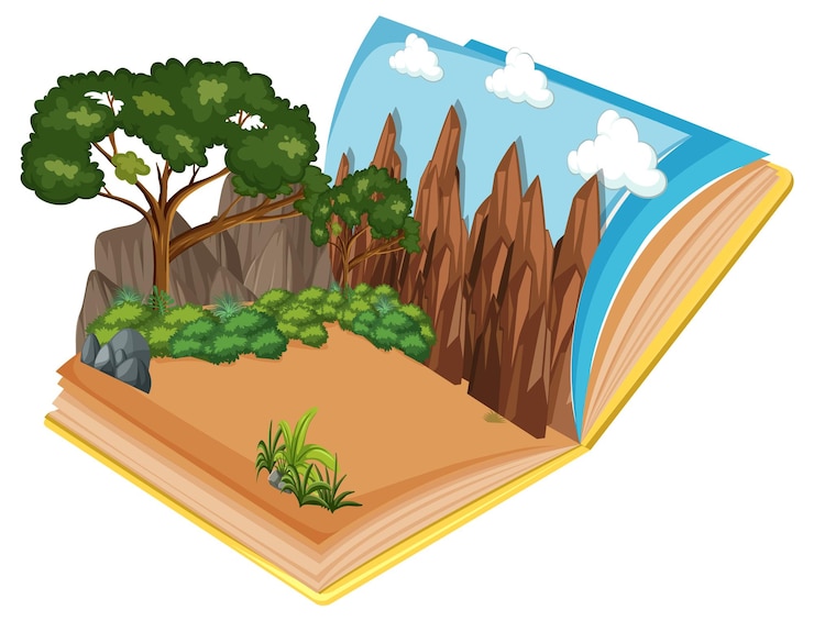 मुफ़्त वेक्टर pop up book with outdoor nature scene