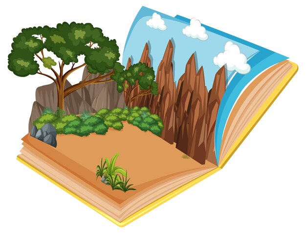 Pop up book with outdoor nature scene