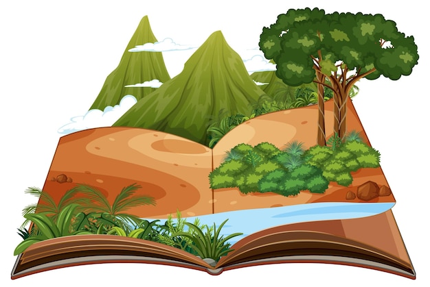 Pop up book with outdoor nature scene