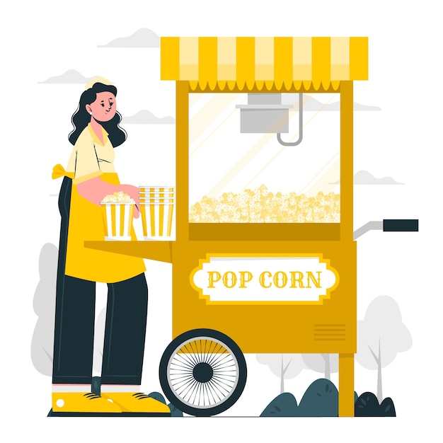 Бесплатное векторное изображение Иллюстрация концепции подставки для попкорна