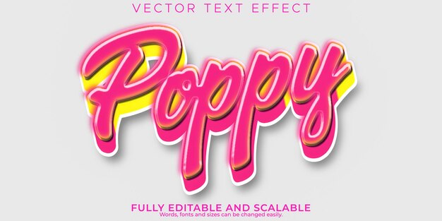 Poppy pop art text effect editable modern lettering typography font style