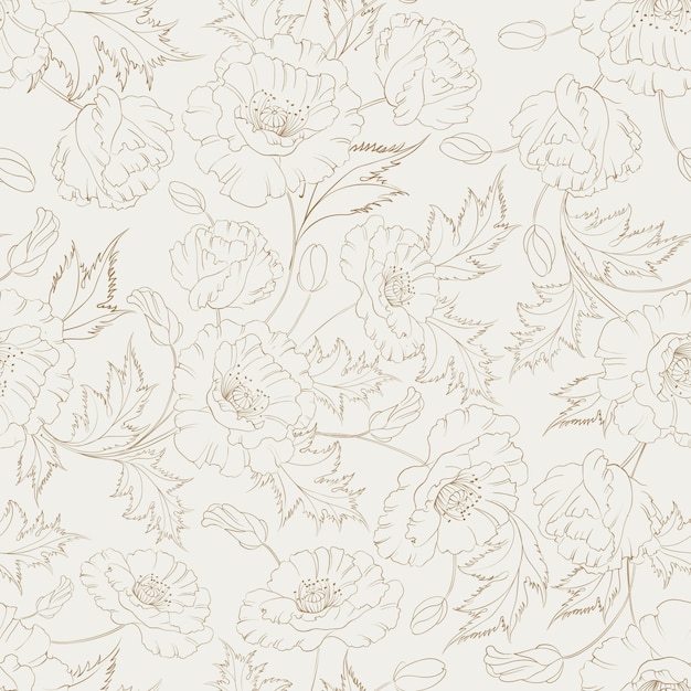 Free vector poppy seamless pattern