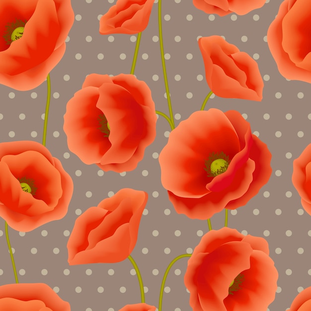 Free vector poppy seamless pattern