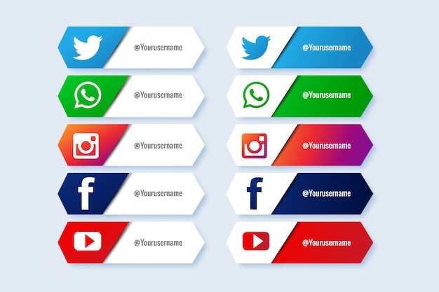 Free vector popular collection of social media lower thirds