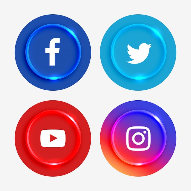 Бесплатное векторное изображение Кнопки с логотипами популярных социальных сетей