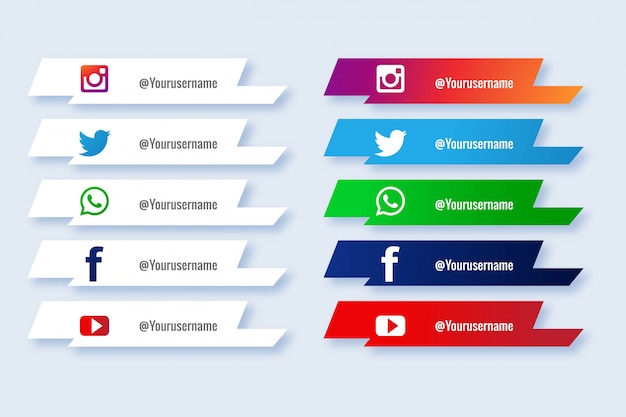 Free vector popular social media lower third icon creative set