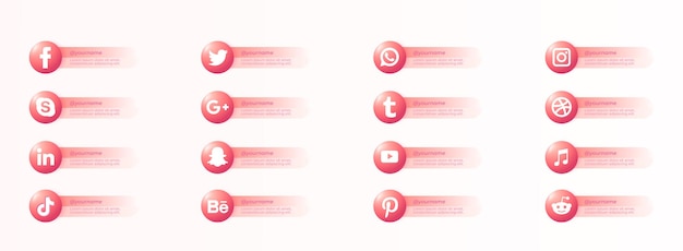 Popular social website icons with banners set free icons