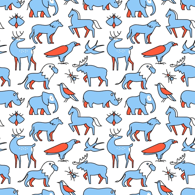 Бесплатное векторное изображение Популярные иконки животных дикой природы