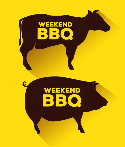 Free Vector pork and beef silhouettes