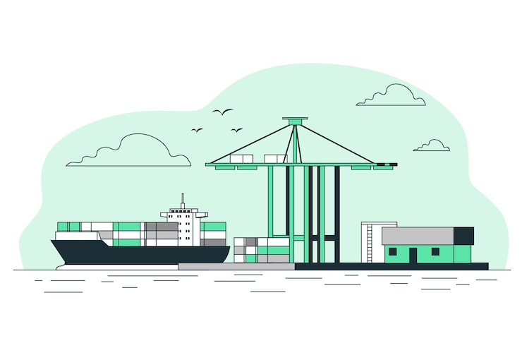 मुफ़्त वेक्टर port concept illustration