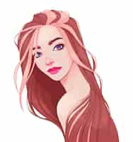 Free vector portrait of a beautiful woman with long hair