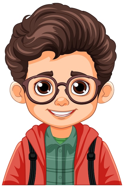 Free vector portrait of a boy with brown hair and brown eyes