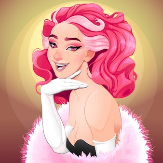 Portrait of a diva with pink hair.