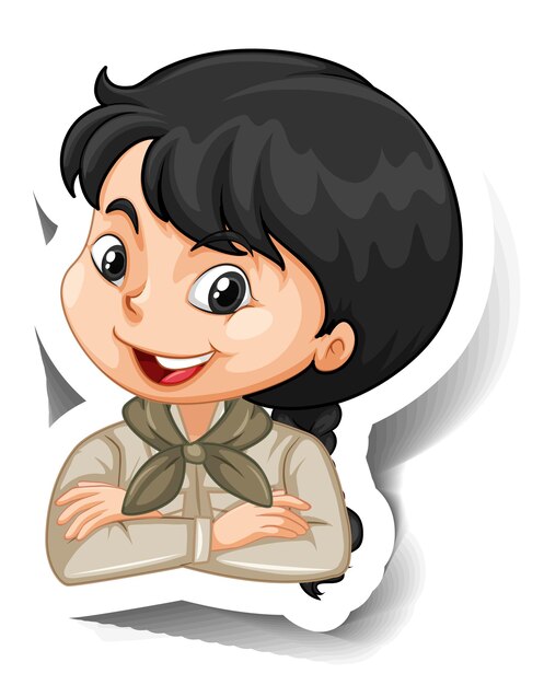 Portrait of girl in safari outfit cartoon character sticker