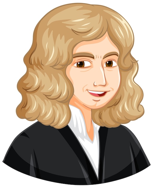 Free vector portrait of isaac newton in cartoon style