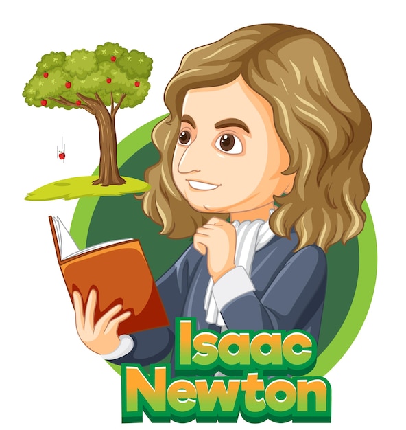 Vettore gratuito ritratto di isaac newton in stile cartone animato