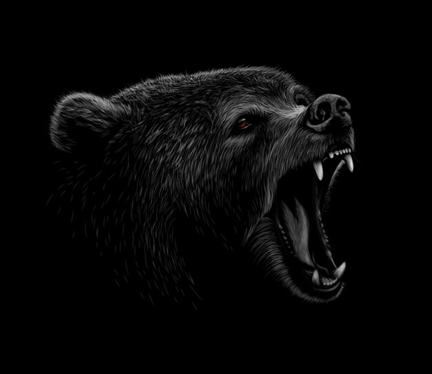 ヒグマのヴィンテージのイラスト 無料のベクター