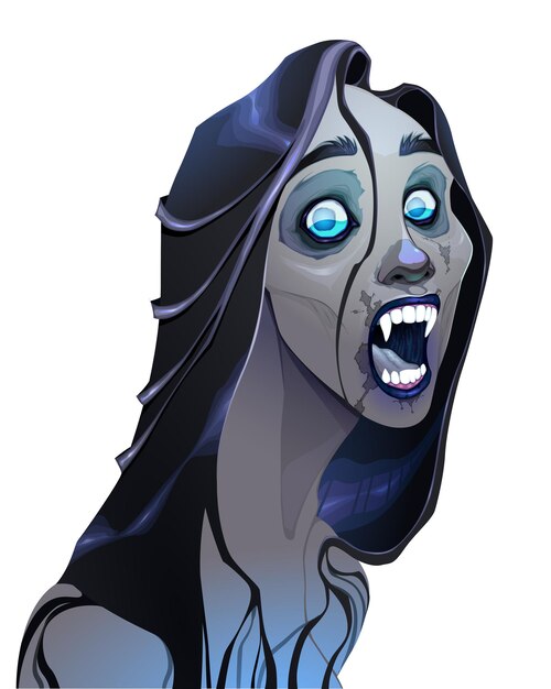 Portrait of a screaming vampire. Vector illustration.